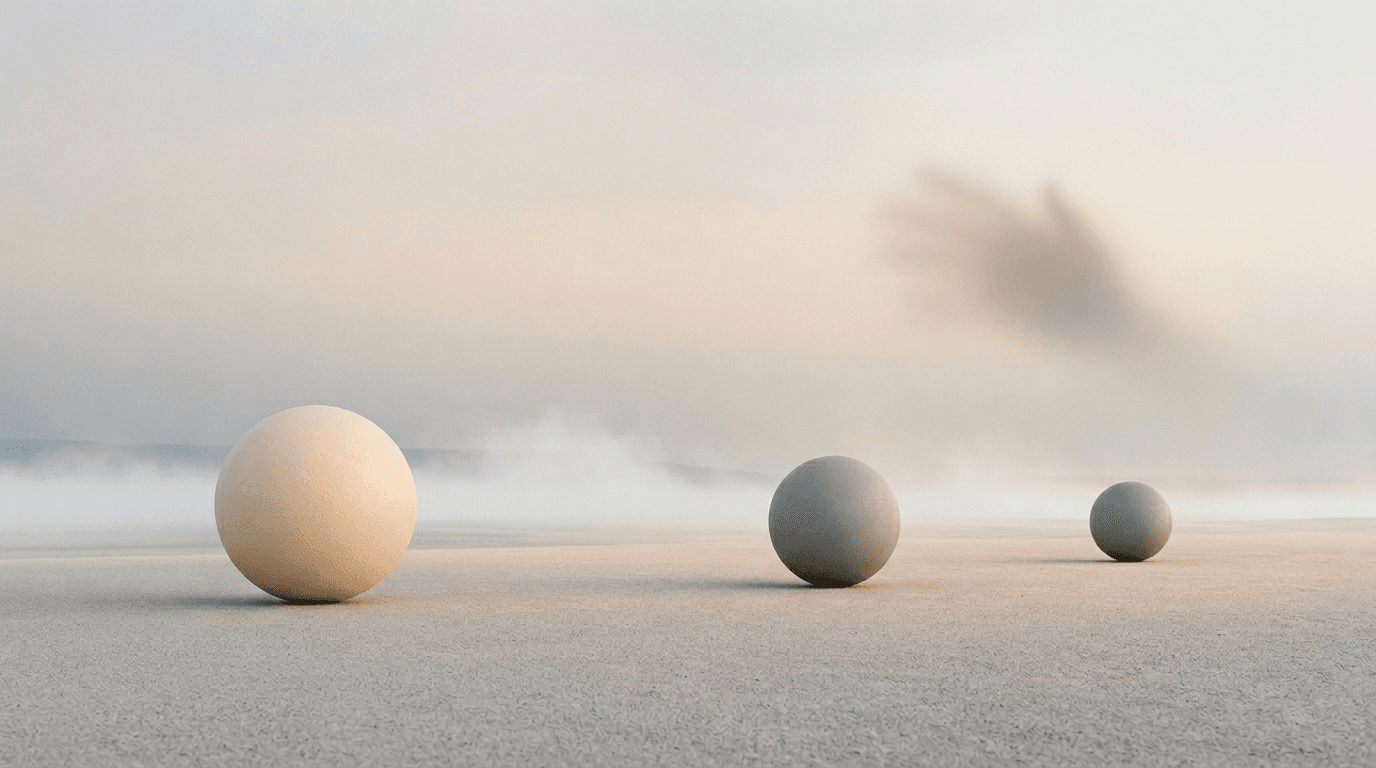 Abstract study: the same forms breathe wider with more space and haze.