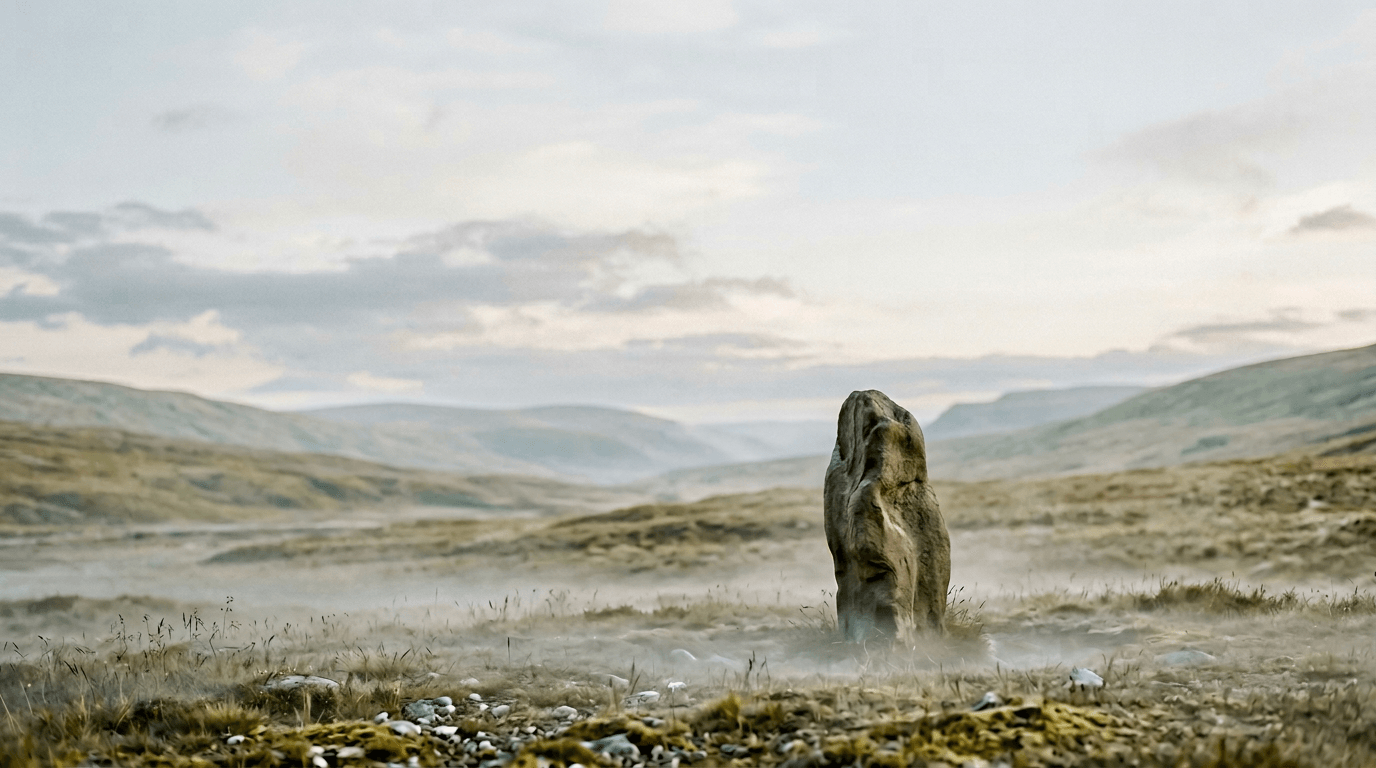 Stone surfaces softened by mist—quiet texture study.